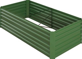 Floreira de horta retangular com tubos de reforço em aço galvanizado 180 x 90 x 59 cm verde