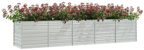 Canteiro elevado de jardim 400x80x77cm aço galvanizado prateado
