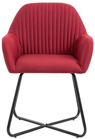 Cadeiras de jantar 2 pcs tecido vermelho tinto