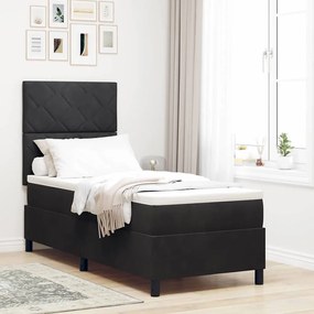 vidaXL Cama Box com colchão com cabeceira Preto 80 x 200 cm tecido