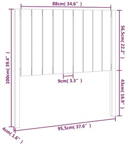 Cabeceira de cama 95,5x4x100 cm pinho maciço preto