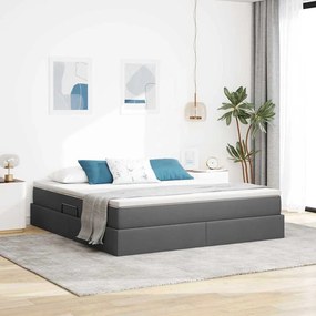 vidaXL Cama com arrumação e colchão Cinza Escuro 160 x 200 cm