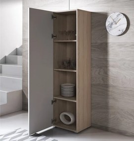 Armário Alto Tavira – 40x167 cm – Sonoma e Branco com Pés