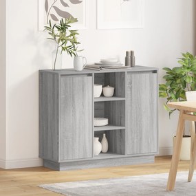 vidaXL Sideboard com LED Cinza Sonoma 90x32x75 cm Madeira de Engenharia