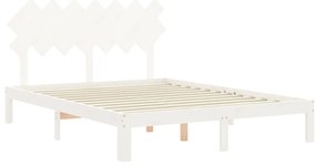 Cama sem colchão 140x200 cm madeira de pinho maciça branco