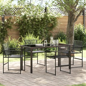 vidaXL Conjunto de Jantar de Jardim de 5 Peças Preto Vime Poli