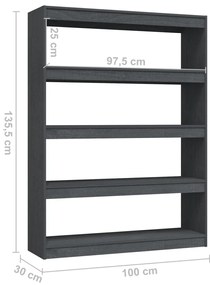 Estante/divisória 100x30x135,5 cm madeira de pinho maciça cinza
