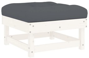 8pcs conjunto lounge jardim c/ almofadões madeira maciça branco