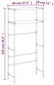 Estante arrumação p/ máquina de lavar 2 prat. 69x28x143cm ferro