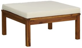 7 pcs conjunto lounge jardim c/ almofadões creme acácia maciça