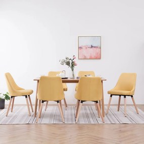 vidaXL Cadeiras de jantar 6 pcs tecido amarelo