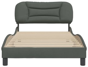 Estrutura de cama c/ cabeceira 100x200 cm tecido cinza-escuro