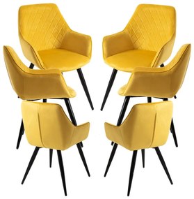 Pack 6 Cadeiras Kres Veludo - Amarelo