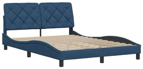 Estrutura de cama sem colchão 140x190 cm tecido azul