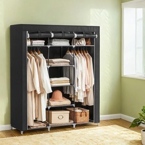 Guarda Roupa de tecido 150 x 175 x 45 cm preto