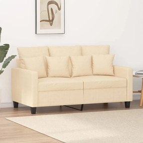 vidaXL Sofá de 2 lugares tecido 120 cm cor creme