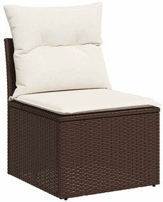Conjunto de Sofá de Jardim de 9 Peças com Almofadas Castanho
