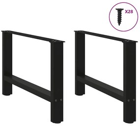 Pés para mesa de centro pretos 2 peças 70x(42-43) cm aço