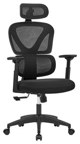 SONGMICS OBN064B01 Cadeira de escritório, cadeira de mesa, cadeira giratória ergonômica, revestimento de malha, encosto ajustável em 4 níveis, carga máxima de 150 kg, preta