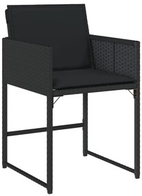 9 pcs conjunto de jantar p/ jardim c/ almofadões vime PE preto