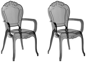 Conjunto de 2 cadeiras de jantar preto transparente VERMONT II Beliani