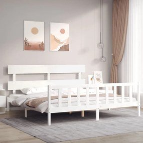 Cama sem colchão 200x200 cm madeira de pinho maciça branco