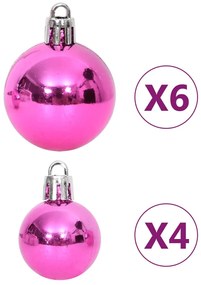 108 pcs conjunto de enfeites de Natal branco e rosa