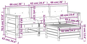 4 pcs conjunto lounge de jardim c/ almofadões pinho impregnado
