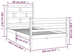 Estrutura de cama 100x200 cm madeira de pinho maciça