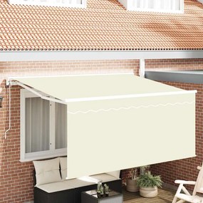 vidaXL Toldo Retrátil Creme 300 x 200 cm Poliéster e Alumínio
