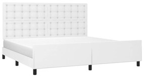 Estrutura cama c/ cabeceira couro artificial 200x200 cm branco