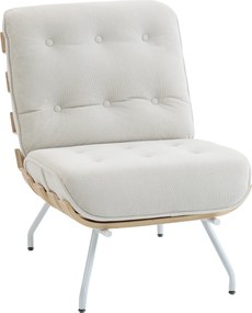 HOMCOM Poltrona de Sala Estofada em Linho com Assento Acolchoado Suporte com Estrutura de Aço 62,5x94x81 cm Creme | Aosom Portugal