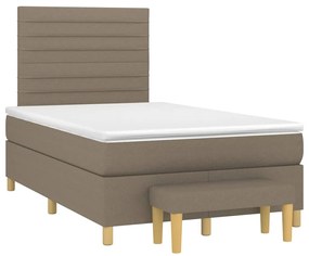 Cama boxspring c/ colchão 120x190cm tecido castanho-acinzentado