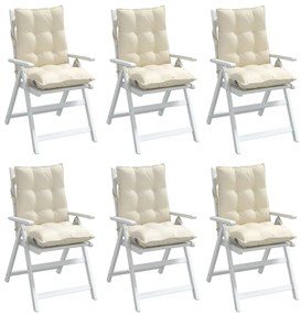 Almofadões cadeira encosto baixo 6 pcs tecido oxford creme