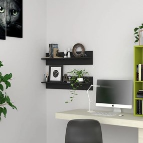 vidaXL Estantes de parede 2 pcs 80x11,5x18 cm contraplacado preto