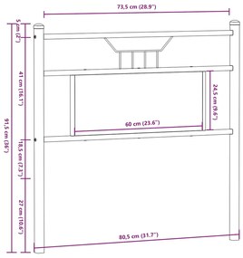 Cabeceira de cama 75cm derivados de madeira/aço carvalho sonoma