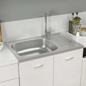 Lava-louça cozinha + escorredor 800x500x155mm aço inox prateado