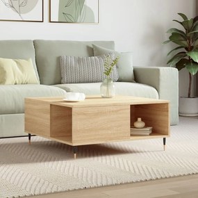 vidaXL Mesa de centro 80x80x36,5 cm derivados madeira carvalho sonoma