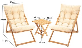 Conjunto de Mesa e Cadeiras de Jardim My005 – Castanho Creme – 40x40x4