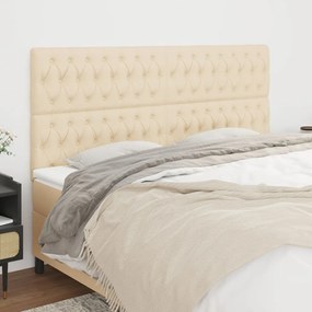 vidaXL Cabeceira de cama 4 pcs tecido 100x7x78/88 cm creme