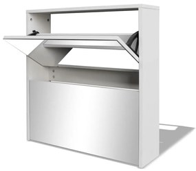 Sapateira Nárnia com Espelho - Branco - Design Moderno