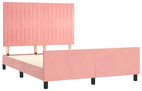 Estrutura de cama c/ cabeceira 140x200 cm veludo rosa
