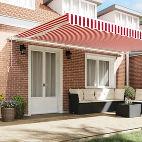 Toldo Retrátil Vermelho e branco 500 × 300 cm Vermelho e branco
