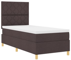 Cama Box Spring com Colchão Castanho Escuro 90x200 cm Tecido