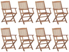vidaXL Cadeiras de exterior dobráveis 8 pcs madeira de acácia maciça