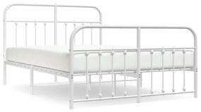 Estrutura de cama com cabeceira e pés 150x200 cm metal branco