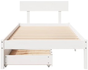 Cama sem colchão 100x200 cm madeira de pinho maciça branco