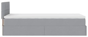 Cama otomana com colchão 90x200 cm tecido cinzento claro