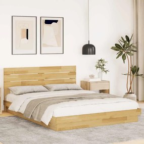 vidaXL Estrutura cama cabeceira sem colchão 160x200 cm maciça carvalho