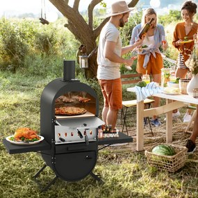 Forno de pizza a lenha para exterior com cobertura de tecido Oxford, termómetro de grelhador para churrasco e campismo